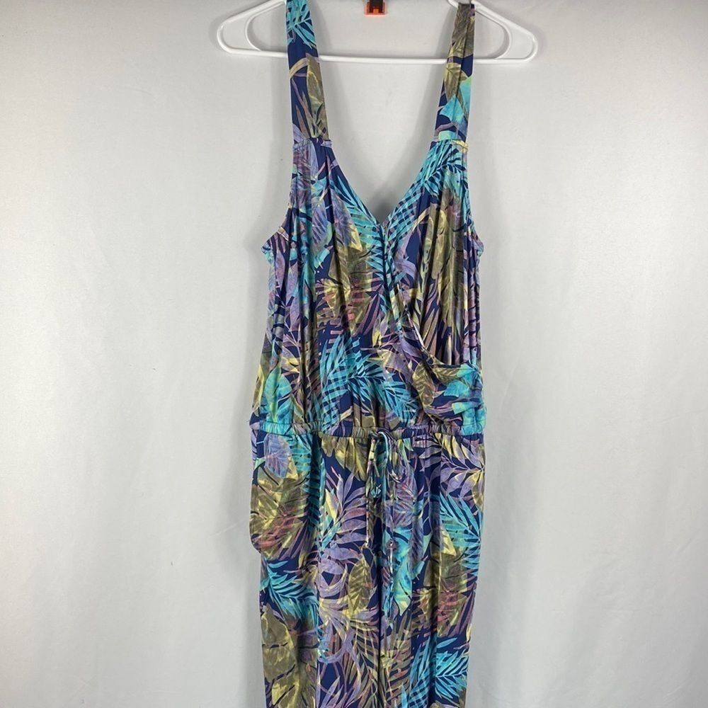 Skinnygirl Miranda Tie-Waist Jumpsuit Exotic Palms - Picture 3 of 8